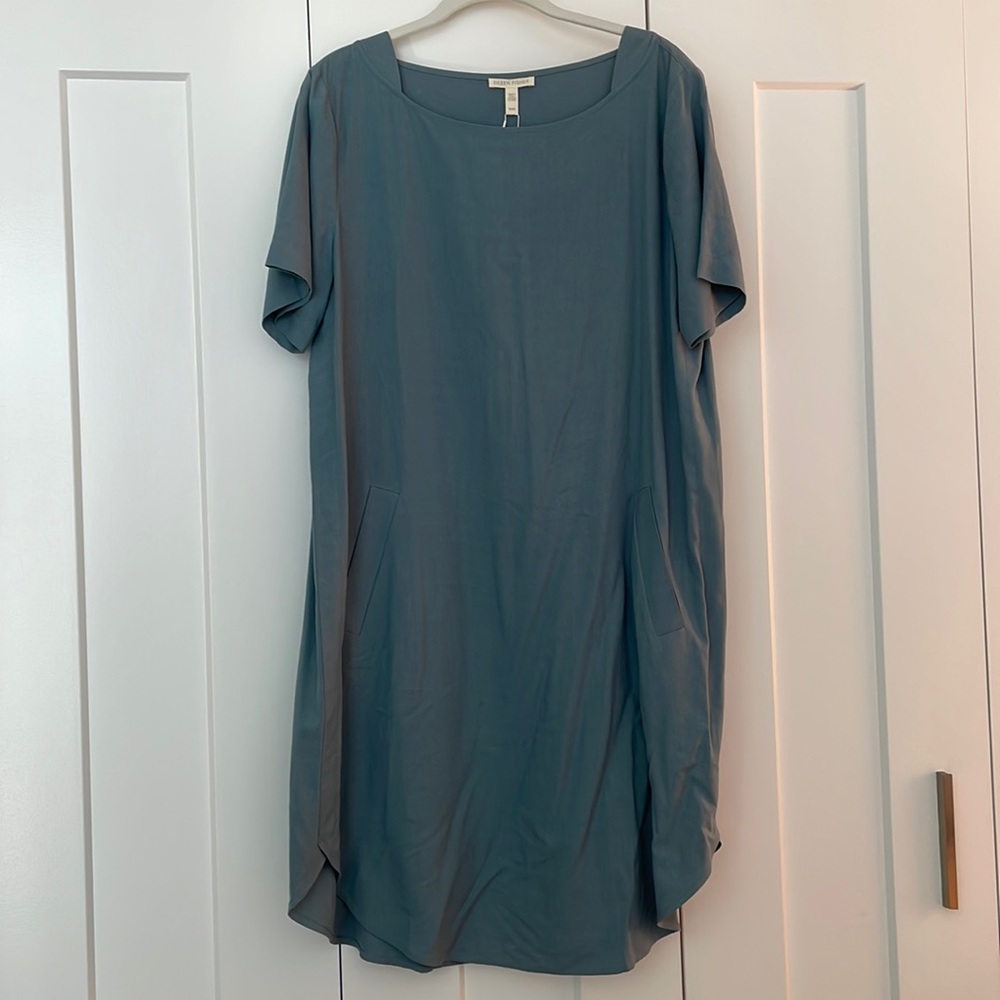 Blue/Gray Eileen Fisher Silk Mid-length dress